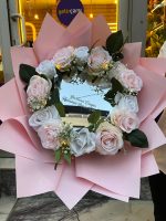 Trend Yapay Pembe Beyaz Gül Ledli Ayna Buketi - Görsel 5