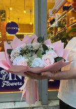 Trend Yapay Pembe Beyaz Gül Ledli Ayna Buketi - Görsel 2