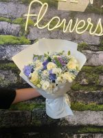 Mavi Ortanca&Beyaz Gül Buketi