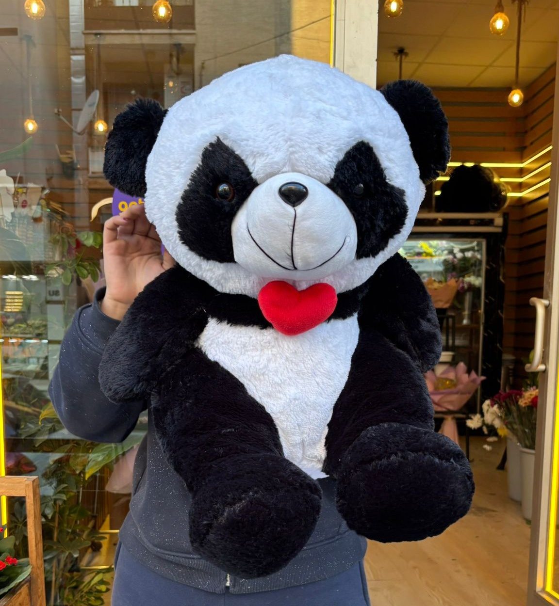 🐼❤️ Sevimli Kalpli Panda Peluş Oyuncak – 40cm 🧸✨
