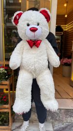 🧸❤️ 100 CM BÜYÜK BOY BEYAZ PELUŞ AYICIK – KIRMIZI FİYONKLU ❤️🧸