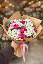 Papatya & Pembe Frezya Buketi | Doğallığın En Şık Hali 💗