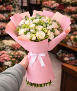 11'Li Beyaz Gül Mis Kokulu Beyaz Frezya Buketi