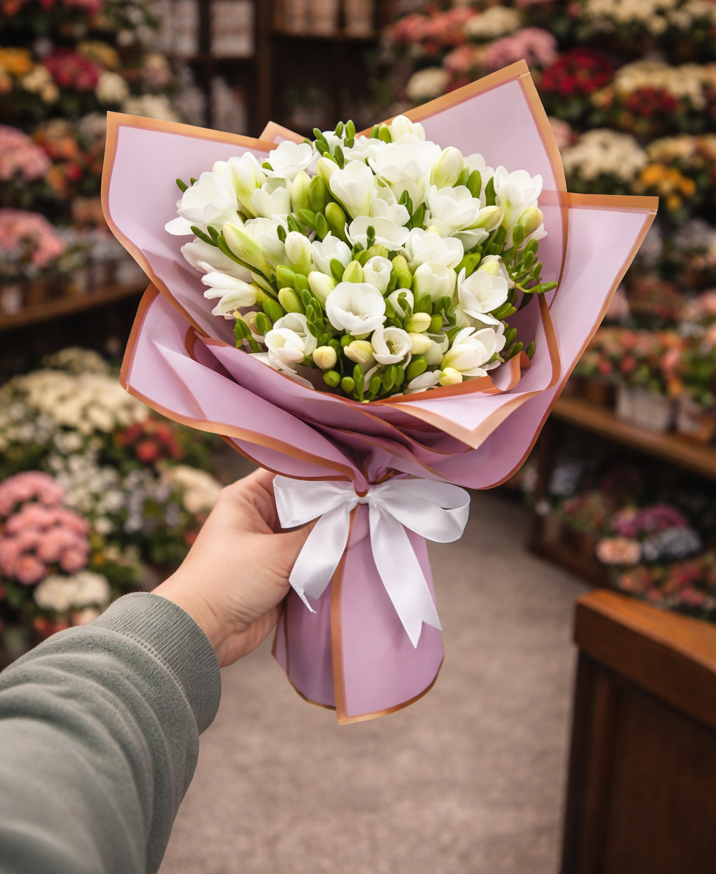 🤍 Beyaz Frezya Buketi | Saflığın ve Zarafetin En Şık Hali ✨