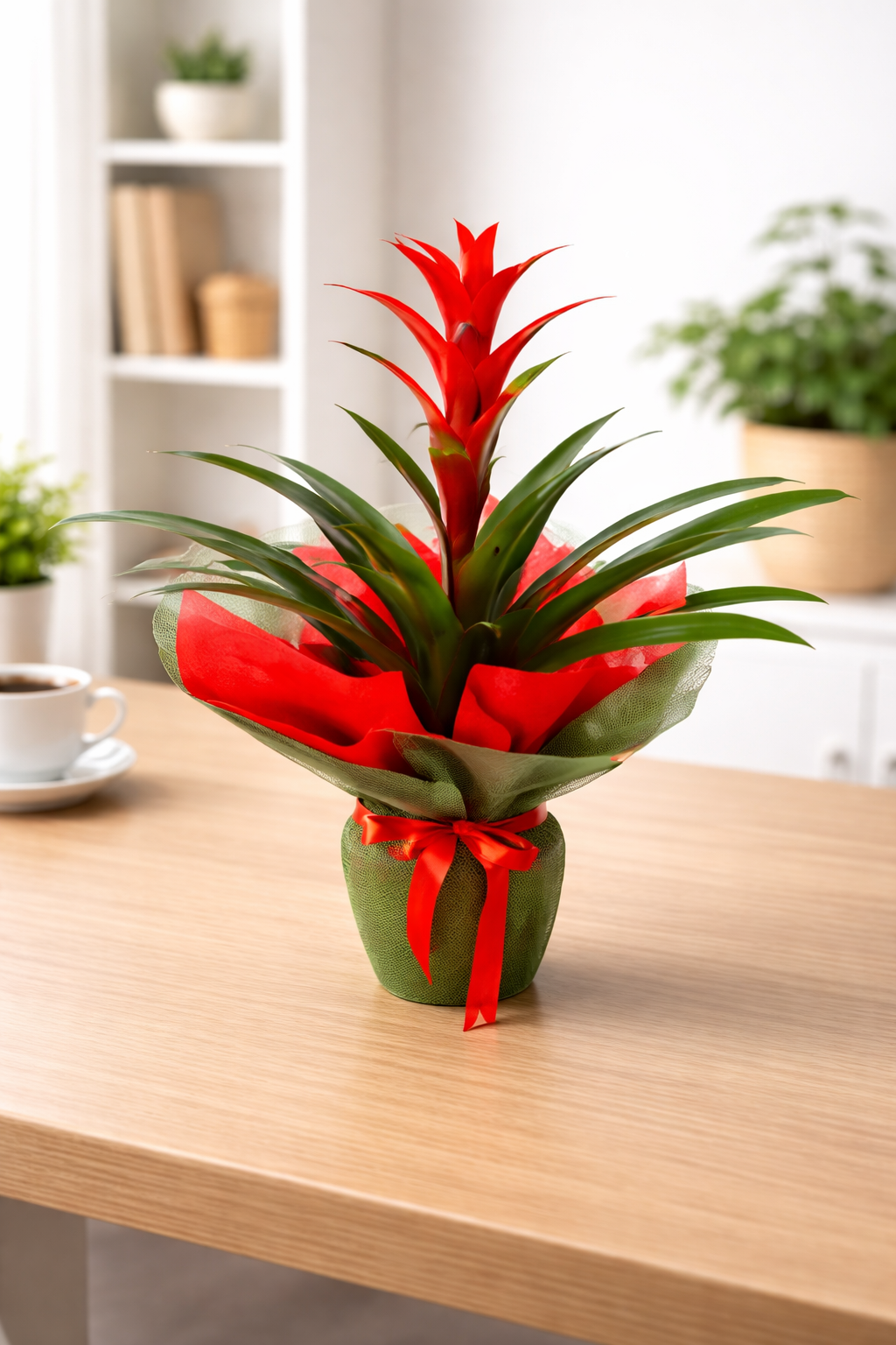 7b94756a-efa1-4d27-aa52-9617cbca1f0f Kırmızı Guzmanya Saksı Çiçeği | Canlı Tropikal Bitki🌺 - Görsel 1