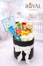 Hoş Geldin Bebek Erkek 💙 Ayıcıklı Çikolata & Gül Kutusu