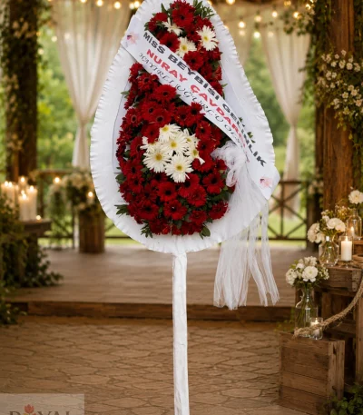 Kırmızı Beyaz Gerbera Düğün ve Açılış Çelengi