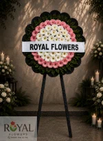 Canlı Pembe Beyaz Gerbera Cenaze Çelenk