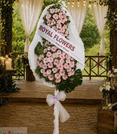Pembe Gerbera Düğün ve Açılış Çelenk