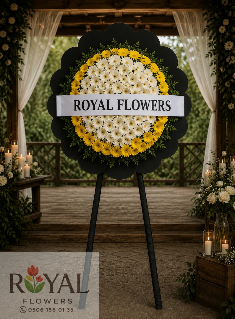 canli-sari-beyaz-gerbera-cenaze-celengi.webp Canlı sarı ve beyaz gerbera çiçekleriyle hazırlanmış cenaze çelenk
