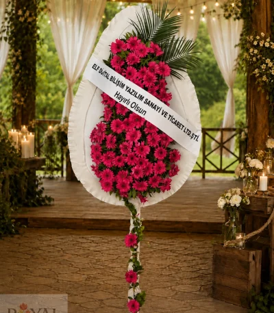 Fuşya gerbera çelenk