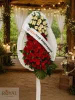 Kırmızı beyaz gerbera açılış çelengi