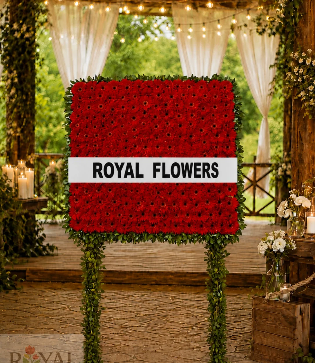 anlı Kırmızı Gerbera 1 Metre Düğün ve Açılış Çelenk