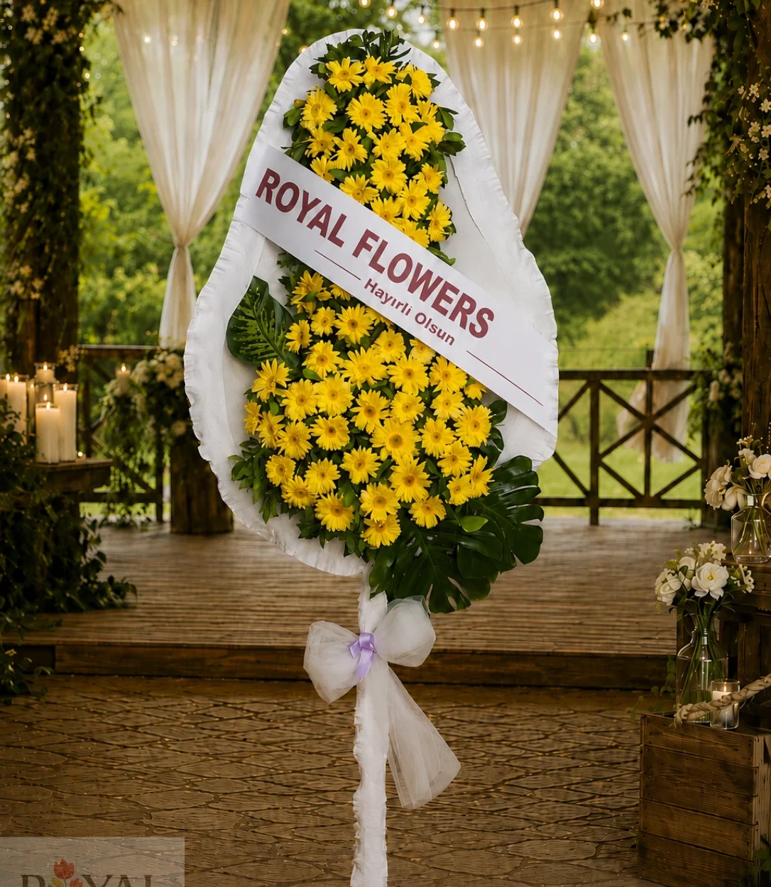 Sarı Gerbera Düğün ve Açılış Çelenk
