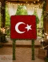 Türk Bayraklı Kırmızı Gerbera Pano Çelenk