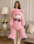 120 cm büyük boy pembe ekose fiyonklu peluş ayıcık Royal Flowers İzmir