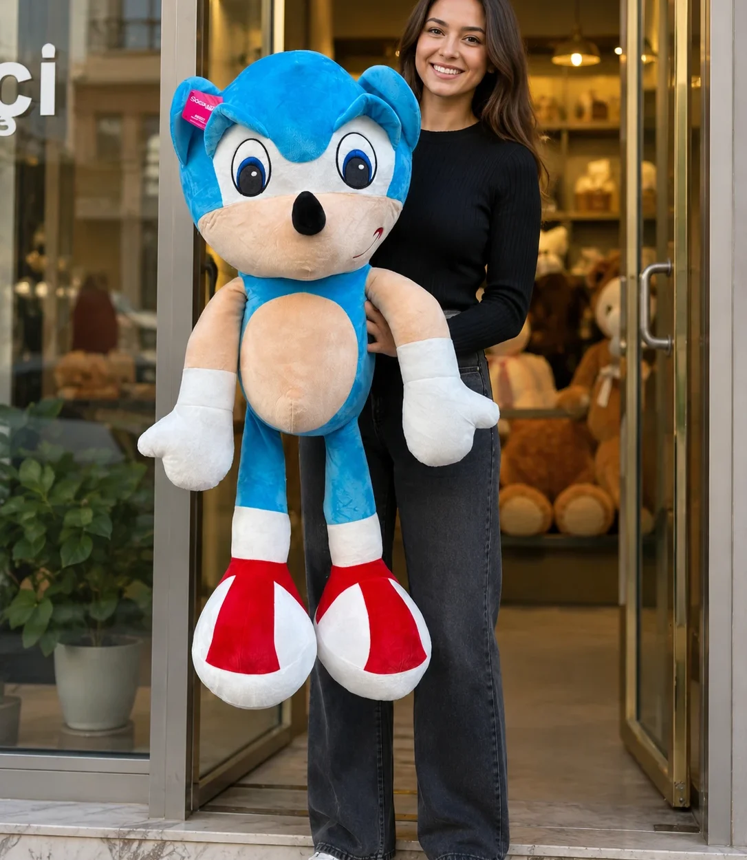 120 cm büyük boy mavi Sonic peluş oyuncak Royal Flowers İzmir