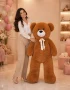 150 cm 1.5 metre kahverengi beyaz fiyonklu peluş ayıcık Royal Flowers İzmir