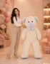 150 cm 1.5 metre krem mavi detaylı büyük peluş ayıcık Royal Flowers İzmir