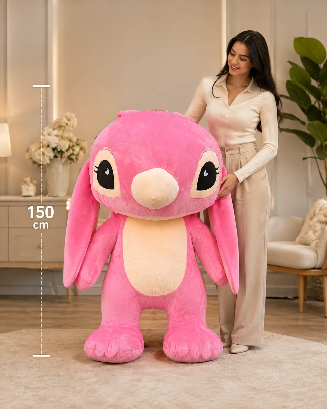 150 cm Büyük Boy Pembe Karakter Peluş Oyuncak 150 cm büyük boy pembe karakter peluş oyuncak Royal Flowers İzmir