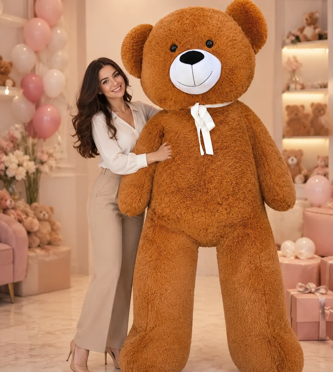 2 metre 200 cm dev boy premium kahverengi peluş ayıcık Royal Flowers İzmir