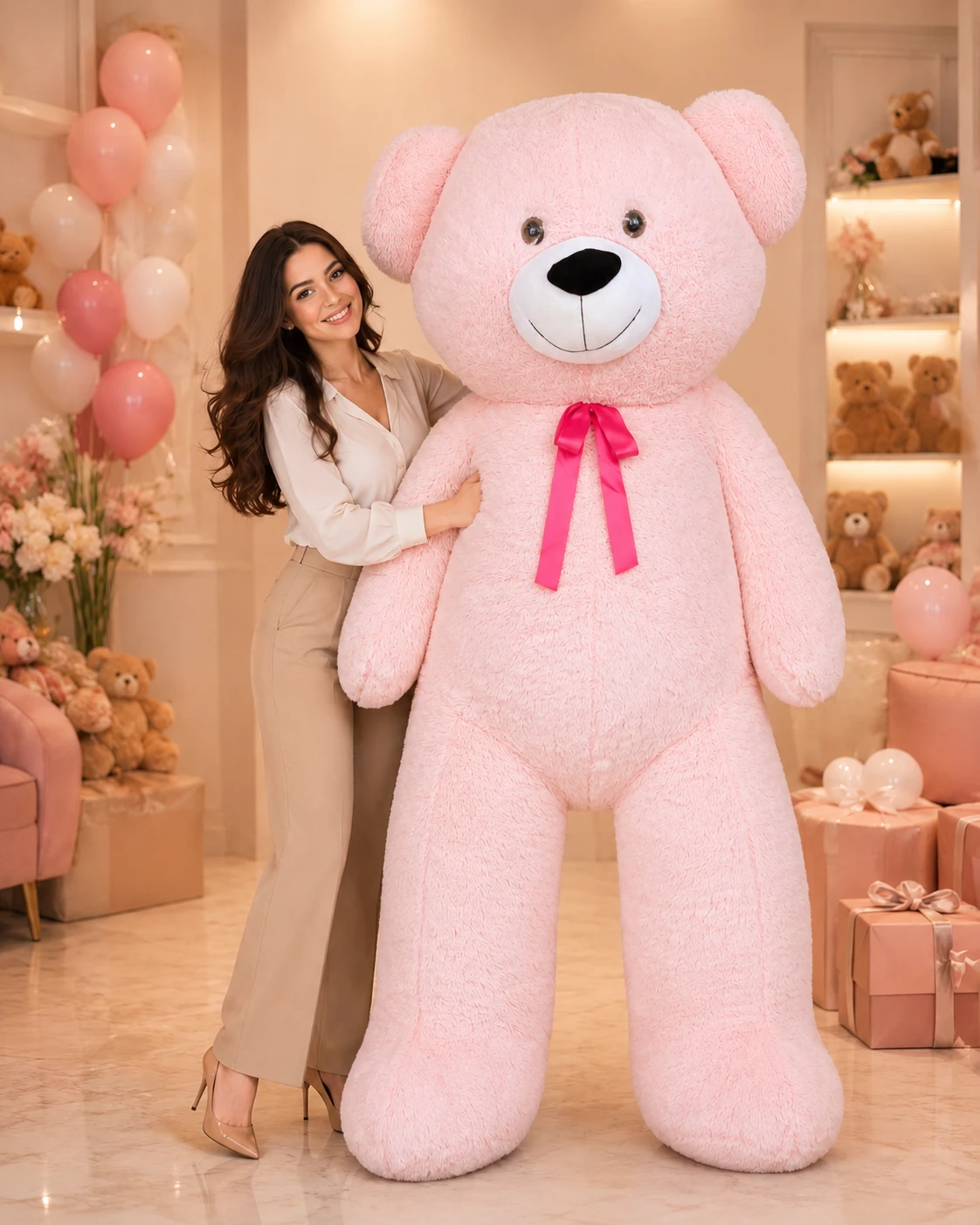 2 Metre Dev Boy Premium Pembe Peluş Ayıcık 2 metre 200 cm dev boy premium pembe peluş ayıcık Royal Flowers İzmir