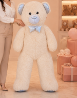 🧸🩵 150 CM BÜYÜK BOY KREM MAVİ DETAYLI PELUŞ AYICIK - Görsel 3