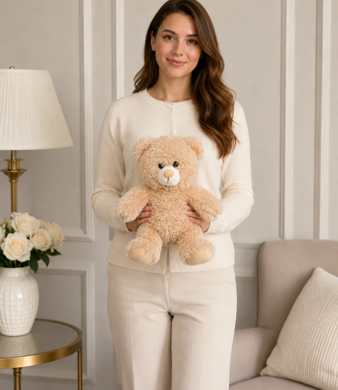 25 cm bej küçük peluş ayıcık Royal Flowers İzmir