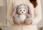 🧸🩶 25 CM  PELUŞ UZUN KULAKLI GRİ KOSTÜMLÜ AYICIK - Görsel 3