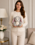 25 cm Uzun Kulaklı Gri Kostümlü Peluş Ayıcık