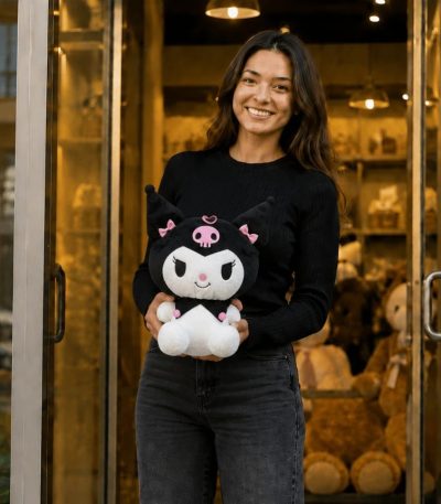 30 cm siyah pembe Kuromi peluş oyuncak Royal Flowers İzmir