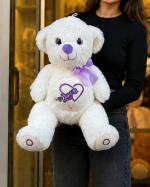 🧸💜 40 CM PELUŞ LOVE YAZILI BEYAZ  AYICIK - Görsel 3