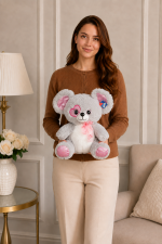 35 cm pembe detaylı gri koala peluş oyuncak Royal Flowers Buca İzmir