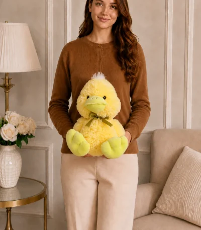 35 cm sarı yeşil fiyonklu ördek peluş oyuncak Royal Flowers İzmir