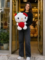 40 cm çilekli kırmızı fiyonklu Hello Kitty peluş oyuncak Royal Flowers İzmir