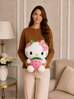 40 cm pembe çilekli pembe fiyonklu Hello Kitty peluş oyuncak Royal Flowers İzmir