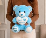 🧸💙 40 CM KALPLİ MAVİ PELUŞ AYICIK - Görsel 4