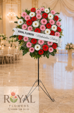 Canlı Karışık Renkli Gerbera Ferforje Çelenk