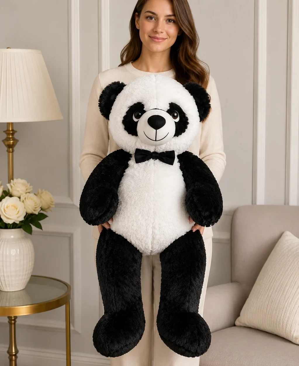 70 cm siyah beyaz panda peluş oyuncak Royal Flowers İzmir