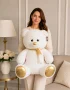 90 cm beyaz altın detaylı peluş ayıcık Royal Flowers İzmir