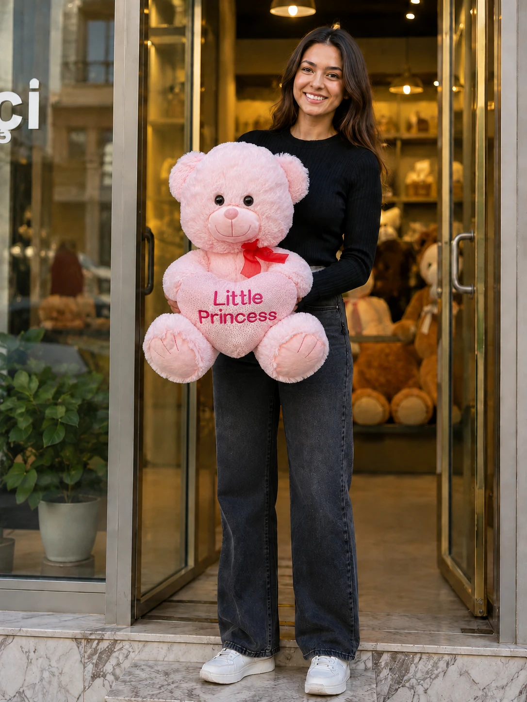 45 cm Little Princess Pembe Peluş Ayıcık 45 cm Little Princess pembe kalpli peluş ayıcık Royal Flowers İzmir