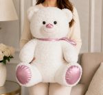 🧸🩷 80 CM PELUŞ BEYAZ PEMBE DETAYLI AYICIK - Görsel 3