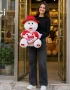 45 cm Love You yazılı kalpli şapkalı beyaz peluş ayıcık Royal Flowers İzmir