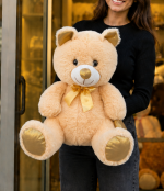 🧸✨PELUŞ  45 CM GOLD DETAYLI BEJ AYICIK - Görsel 3