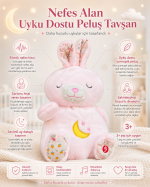 🐰🌙 NEFES ALAN PEMBE TAVŞAN PELUŞ OYUNCAK – UYKU ARKADAŞI - Görsel 3