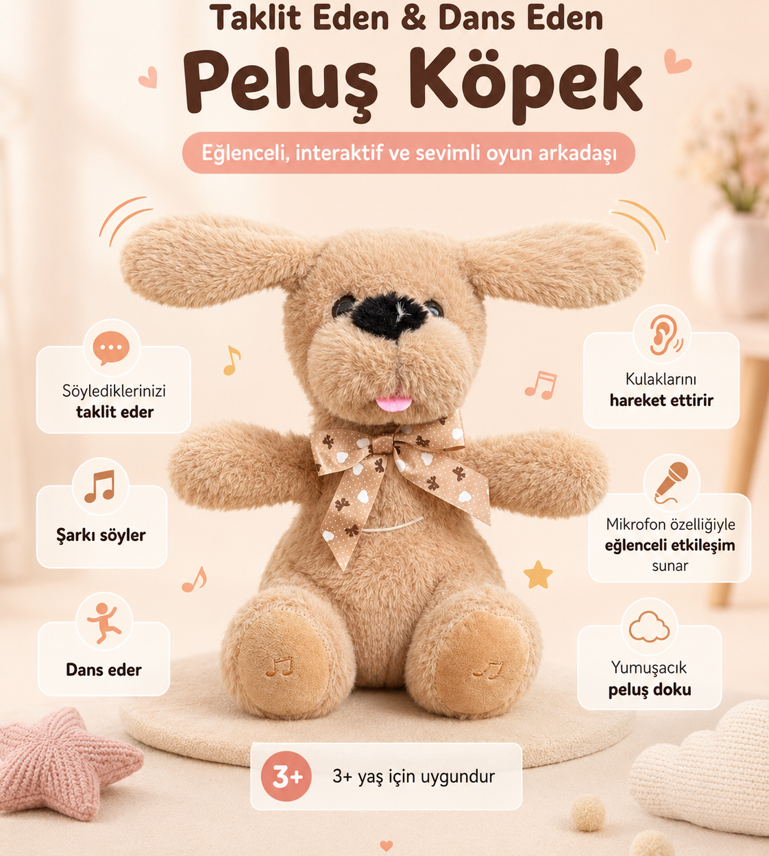 🐶🎵 DANS EDEN VE SES TAKLİDİ YAPAN PELUŞ KÖPEK