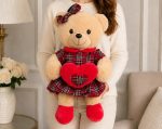 🧸❤️ 60 CM ELBİSELİ KALPLİ PELUŞ AYICIK - Görsel 3