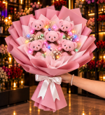 ledli-orta-boy-pembe-pelus-ayicik-buketi