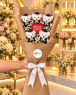 Orta boy seni seviyorum kartlı kraft kağıtta 5’li strafor damat ayıcık buketi Royal Flowers